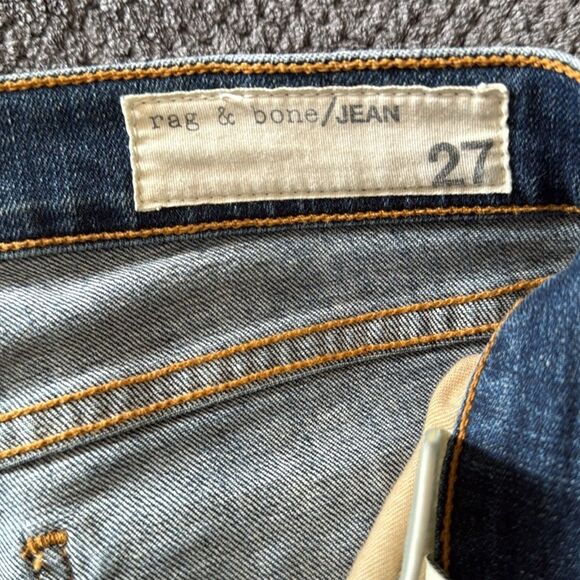 Rag & Bone Distressedβ Raw Hem Skinny Jeans Size 27 Blue High Stretch Fit - Picture 5 of 9